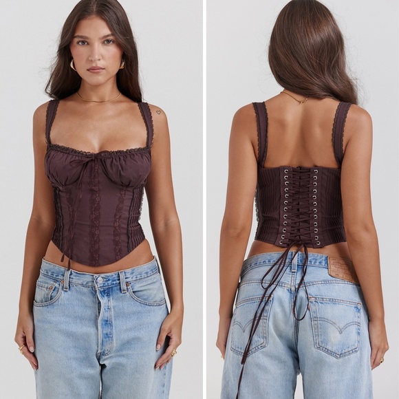 House of CB Tops - NEW House of CB Gini Top Rich Brown Large+ (XL)